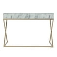 thumbnail image 3 of Maklaine Transitional Writing Desk in Gold / Gray / White Faux Marble, 3 of 8