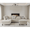 thumbnail image 3 of Gewnee 94.49” L-Shaped Modular Sectional Sofa with Nail Head-Design, with Storage Ottoman& 3 Headrests & 2 Built-in Cup Holders, Suitable for Living Rooms, Offices and Reception Rooms.Beige, 3 of 13