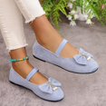 thumbnail image 4 of HEWUQI Bowknot Mary Jane Flats for Women Elatic Strap Soft Sole Ballet Slip on Wide Arch Support Commute Comfortable Dressy Shoes Sky Blue Size 9, 4 of 6