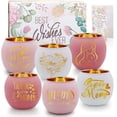 thumbnail image 1 of Set de 6 portavelas SHMILMH de cristal rosa grabado, 1 of 9