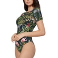 thumbnail image 3 of Picia Flamingos And Palm Leaves Womens One Piece Swimsuits Modest Tummy Control Bathing Suits Lace Up Slimming Swim Suit-Medium, 3 of 9