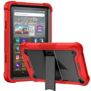 Allytech Kindle Fire HD 8 2022 Case, Fire HD 8 Plus Case 12th Generation 2022 Released, Rugged Kickstand Shockproof Protective Back Cover Case for Amazon Kindle Fire HD 8/HD 8 Plus 2022 - Red