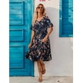 thumbnail image 5 of Zeagoo Women's Summer Dresses Midi Tiered Casual Dress Floral V Neck Ruffle Short Sleeve Flowy Beach Dress with Pockets, 5 of 10