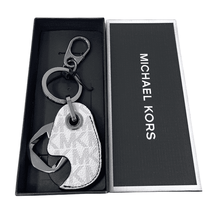 Michael Kors Men's Harrison Leather Bottle Opener Key Fob Gift Box Set $68 (Bright White Signature)