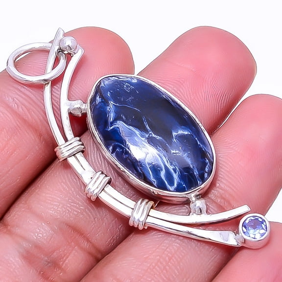 Pietersite - Arizona & Iolite 925 Sterling Silver Pendant 2.11" P_9382_154_13