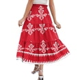 thumbnail image 3 of Yucgh Women's High Waisted Midi Skirt with Drawstring, Floral Pleated Tiered Summer Skirt, Lightweight Flowy Beach Skirt for Casual Wear,Red,2XL, 3 of 5