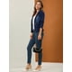 thumbnail image 4 of Chaqueta de mezclilla lavada de manga larga con botones y solapa con muesca para mujer Azul XL, 4 of 6