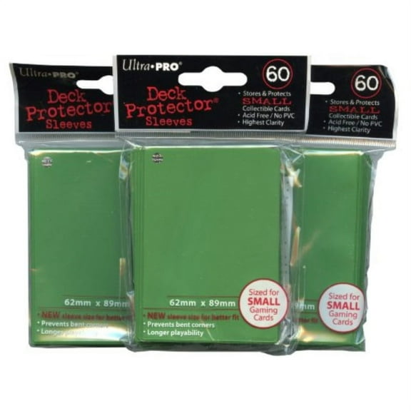 Ultra Pro Card Supplies YuGiOh Sized Deck Protector Sleeves Green 60 Count x3