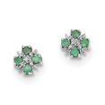 thumbnail image 1 of Sterling Silver Rhodium Emerald & Diamond Post Earrings QDX320, 1 of 2
