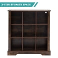 thumbnail image 6 of 9-Cube LED Bookshelf - Mid-Century Modern Wood Storage Shelf for Bedroom, Living Room & Office, Brown, 6 of 7