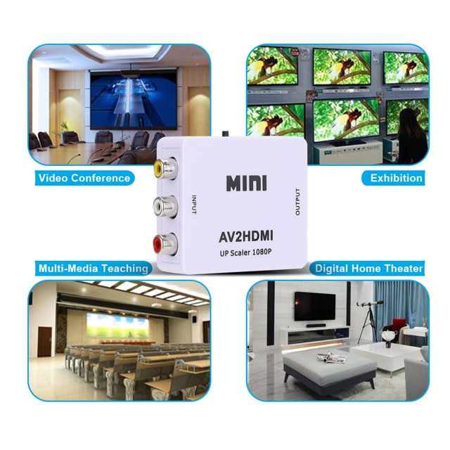 Video 1080P Convertidor de video AV a HD alimentado por USB para decodificadores Consolas de juegos DVD VCD