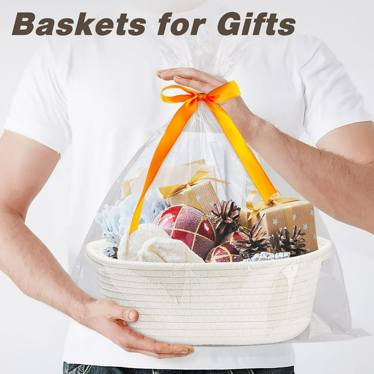 Small Woven Basket with Gift Bags and Ribbons Durable Baskets for - Main Image