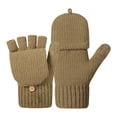 thumbnail image 2 of Winter Thermal Fingerless Gloves Mittens, Knitted Convertible Mittens Flap, Warm Gloves for Women and Men, D, 2 of 9