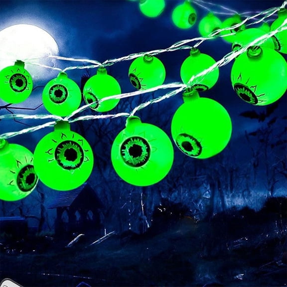 Halloween Green Eyeball String Lights 9.84FT Spooky Glowing Eyeball LED Fairy Lights With Remote Control Battery Powered IP44 Waterproof Flexible Lights for Yard Tree Halloween Party Decor