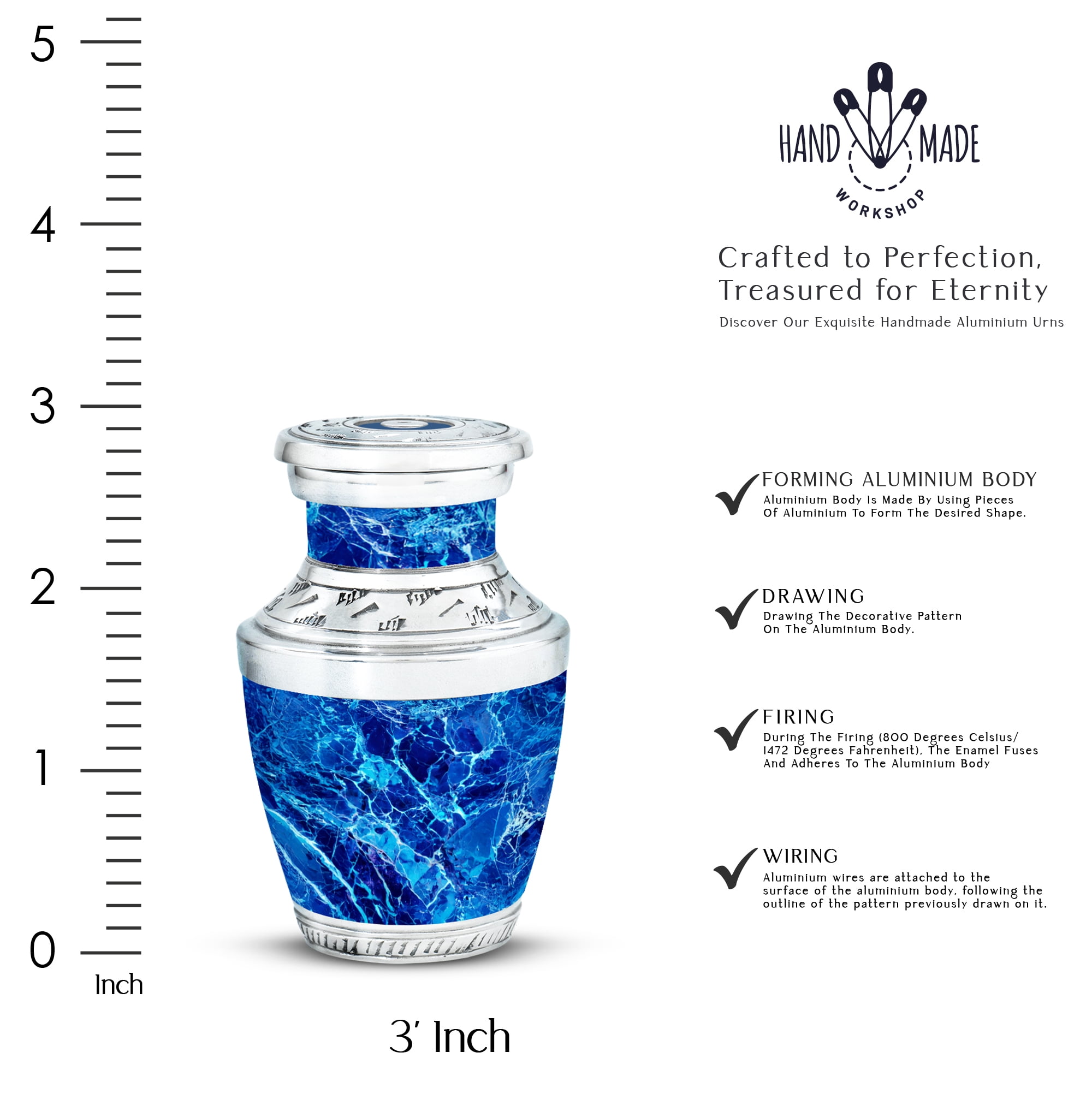 MUKTIVE Abstract Funeral Urn for Ashes for Women - Cremation Urn for Mom & Dad - Memorial Keepsake Urns for Adult Male - Mini Burial Urns for Human Ashes - 3 Inch