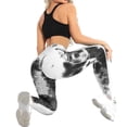 thumbnail image 2 of Rush leggings for women Butt Lifting Women Booty High Waisted Tummy Control Workout Yoga Pants Peach hip sports for girls S（Black and white tie dye） S2809, 2 of 3