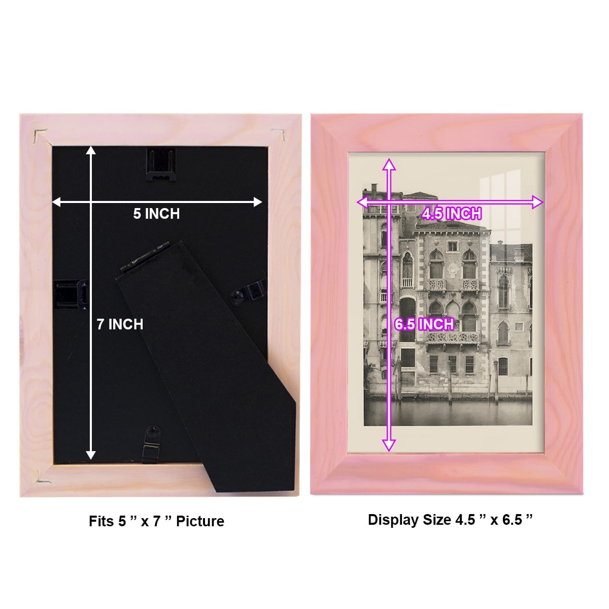 Vintage Views of Venice III - Framed Print w/glass - Sunset Pink
