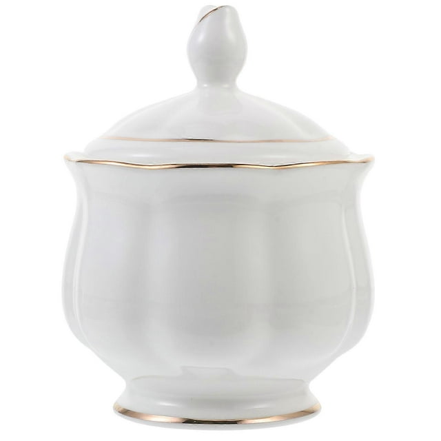 Ceramic Sugar Bowl with Lid Candy Serving Plate Household Condiment Jar Sugar Container