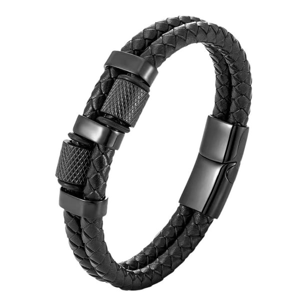 Pulsera trenzada de moda para hombres y mujeres, regalo de cumpleaños, fácil de usar. Negro