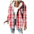 thumbnail image 3 of Fashion Flannel Plaid Jackets for Womens Oversize Plaid Printe Long-sleeved Long-sleeved Hooded Casual Coat, 3 of 6