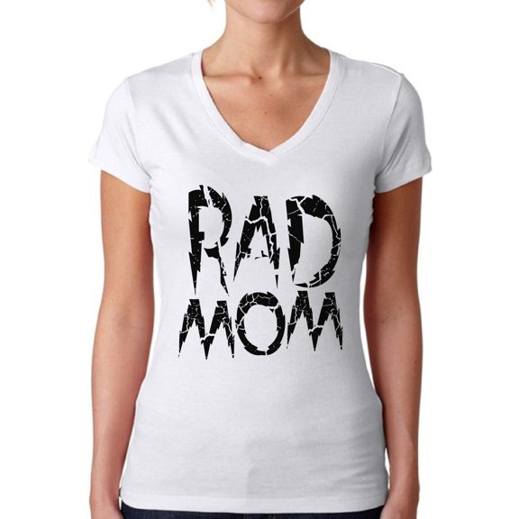 Awkward Styles Women's Rad Mom V-neck T-shirt Vintage Raddest Mom