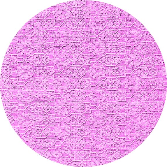 Ahgly Company Indoor Round Solid Pink Modern Area Rugs, 8' Round