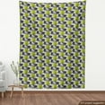 thumbnail image 3 of Floral Upholstery Fabric by the Yard, Repeated Pattern of Palm Tree Leaves and Large Polka Dots on Background, Decorative Fabric for DIY and Home Accents, White and Yellow Green by Ambesonne, 3 of 4