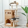 thumbnail image 2 of Modern Cat Tree Wooden Multi-Level Cat Scraper Tower Luxury Nest Cat Climbing Frame Cozy Condos Deeper Version Dangling Balls ShopWise Round, 2 of 14