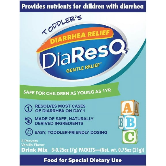 DiaResQ Toddler's Diarrhea Relief Vanilla Flavor 3 Pack