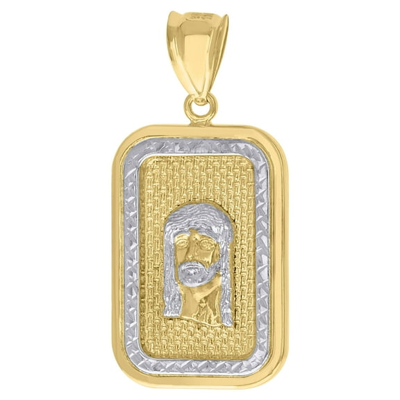 10k Two-Tone Gold Mens Textured Jesus Religious Charm Pendant