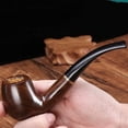 thumbnail image 1 of Una pipa, tres usos, madera maciza encerada, pipa antigua, sándalo negro curvado, pipa de cobre filtrado de 9 mm, 1 of 5