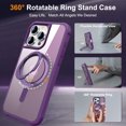 thumbnail image 2 of ELEHOLD Case for iPhone 16 Pro Max, Military Grade Protection Translucent Matte Case with 360° Rotatable Magnetic Ring Stand,Purple, 2 of 7