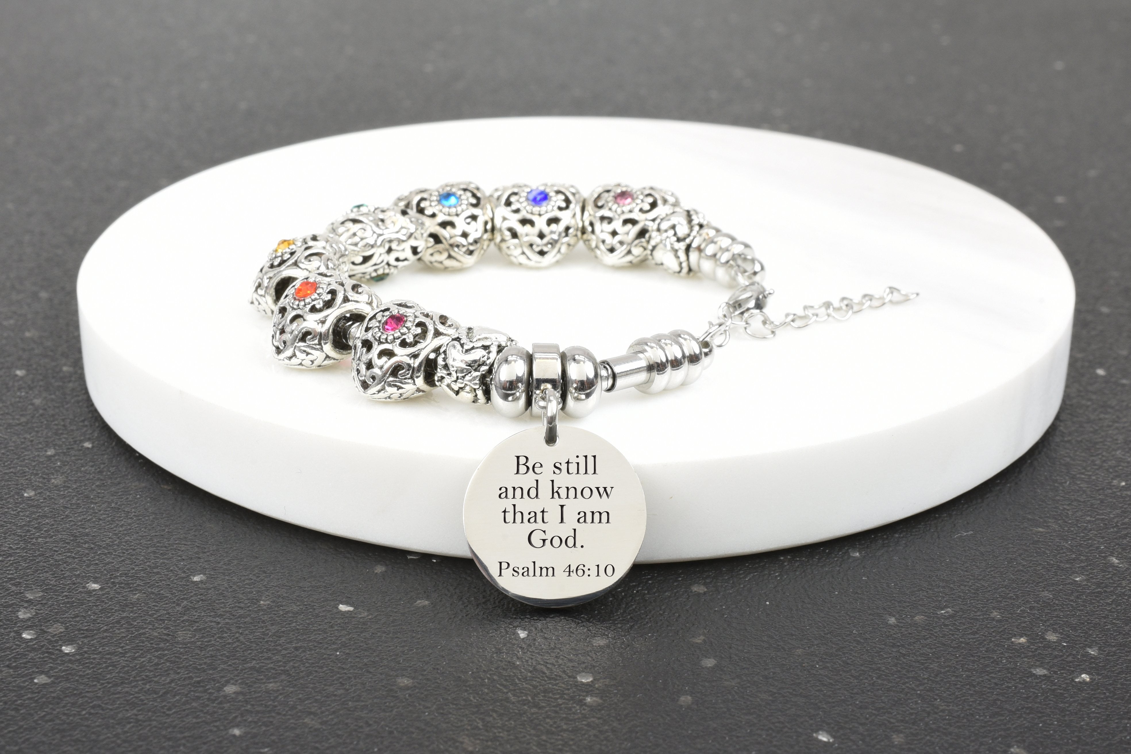 US made boxed God and Country Cross adjustable wire charm bracelet 