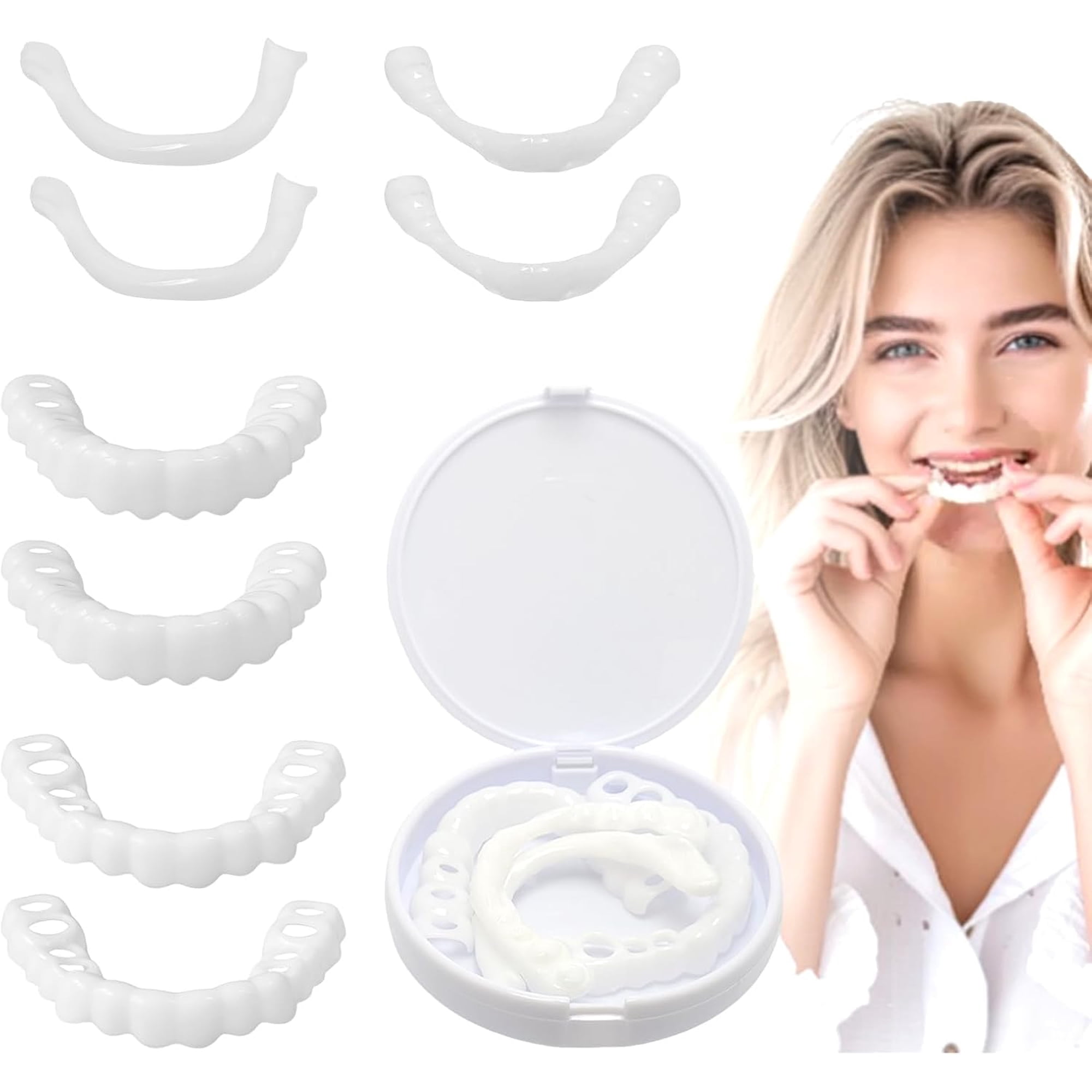 CD4-2 Pairs Teeth Covers with Top and Bottom Fake Dental for Broken or Missing Teeth Snap-On Confidence Smile Fake Dentures for Men Easy-to-Use Smile Enhancement Covers and Storage Box*04