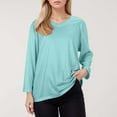 thumbnail image 2 of Dpytoraw Women's Casual V Neck Pullover 3 4 Sleeve Solid Color Base Top Plus Size Tops, 2 of 5