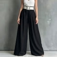 thumbnail image 4 of Cagogo Womens Wide Leg High Waisted Flowy Palazzo Pants Casual Loose Long Trousers for Office Work Beach Summer Fashion Clothes, Black L, 4 of 6