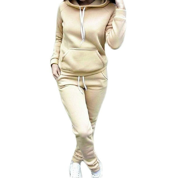 Women Casual Sweatsuit Pullover Hoodie Sweatpants Drawing Straps Slim-Fit Sport  Outfits Jogger Set - Walmart.com