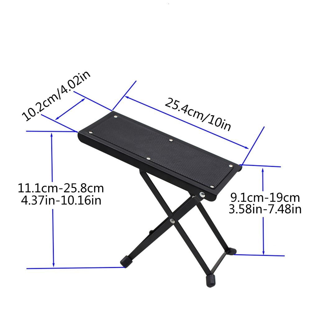 Yihuala Metal Guitar Footstool Foldable Footrest, Adjustable Height Wood Folding Guitar Pedal for Guitar Bass