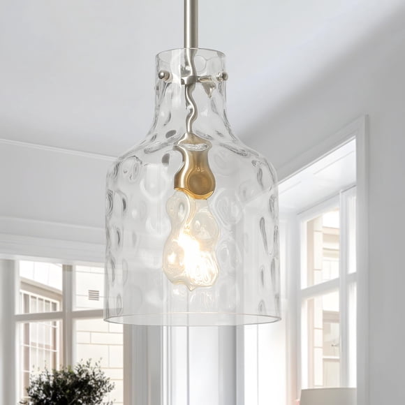 WILON Modern Glass Pendant Lighting for Kitchen Island, Farmhouse Pendant Lights for Dining Room Kitchen Sink, Adjustable Hanging Ceiling Light 7" Ha