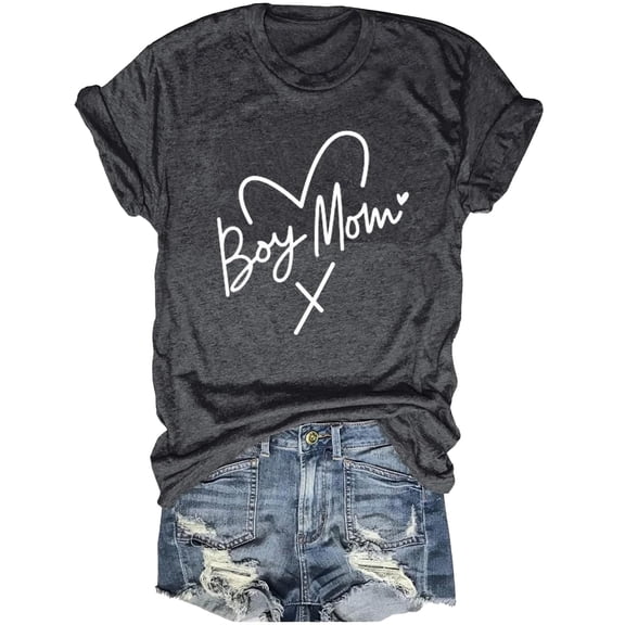 Womens Tee Short Sleeve Crew Neck Printed Soft Fashion Apparel Ladies Clothing,Dark Gray,L