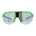 thumbnail image 2 of Xloop Silver Mirror Shield Oversize Half Rim Neon Plastic Sport Sunglasses Green, 2 of 4