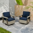 thumbnail image 3 of COOS BAY Rustic Hideaway 2 PCS Outdoor Swivel Rocker, Patio Wicker Rocking Chair for Patio, Outdoor Balcony, Beige/Dark Blue, 3 of 10