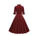thumbnail image 6 of Diufon Women's 1950s Party Dress Vintage Ruffled Sleeve Side Bow Tie Pleated Dress Ladies Elegant Evening Dress, 6 of 9