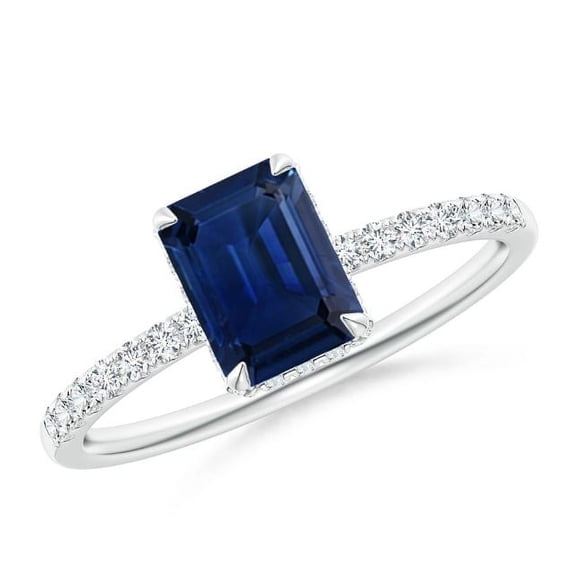 Octagon Shape Blue Sapphire CZ Diamond Cocktail Band Ring Women 925 Sterling Silver September Birthstone Valentine Day Birthday Gift Gemstone Jewelry