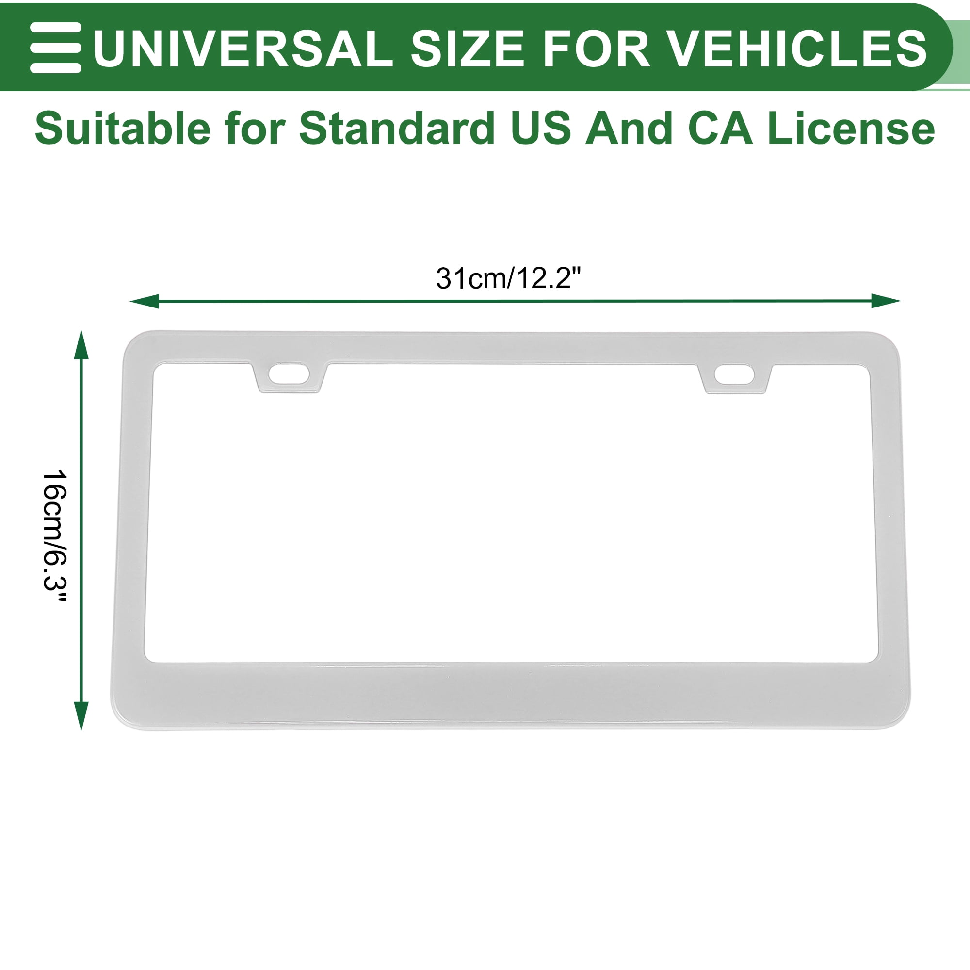 Unique Bargains Stainless Car License Plate Bracket With Screws Caps 2 Hole Silver Tone