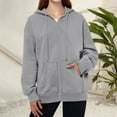 thumbnail image 5 of Hoodies For Women Zip Up Oversized Y2K Jackets Lightweight Casual Athletic Fleece Plus Size Sweatshirts Fall Fashion 2025 Light Gray 2XL, 5 of 5