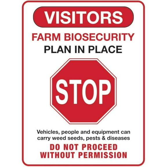 Farm Biosecurity Stop Sign Information Signs Quarantine Signs Metal Sign Notice Danger Warning Caution for Outdoor & Indoor,8×12 inch