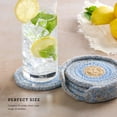 thumbnail image 2 of Kamenstein 4 Piece Jute & Cotton Coaster Set with Holder, Blue, 2 of 9
