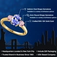 thumbnail image 2 of Gem Stone King 10K Yellow Gold Blue Tanzanite and Pink Lab Grown Diamond Engagement Ring for Women | 1.66 Cttw | Oval 8X6MM | Gemstone December Birthstone | Size 9, 2 of 6