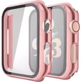 thumbnail image 2 of Misxi Paquete de 2 Estuches rígidos para PC con Protector de Pantalla de Vidrio Templado Compatible con Apple Watch Series 6 SE Series 5 Series 4 40 mm, 1 Rosa Rosa + 1 Transparente, 2 of 4